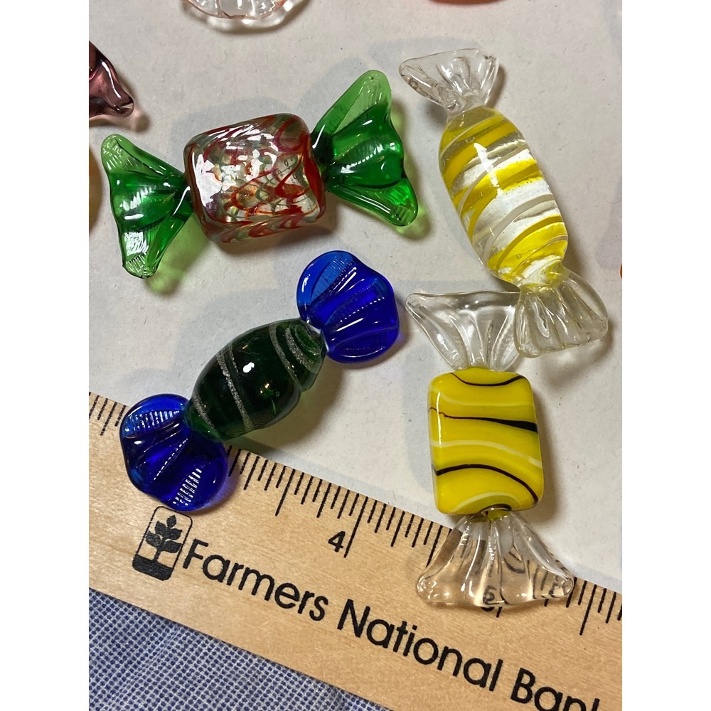 Vintage Murano Style Art Glass Candy Lot 20 Pieces Assorted Colors Swirl Stripes - Picture 3 of 7